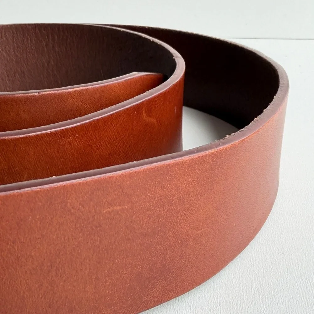 Tommy Hilfiger Brown Leather Belt Mens 42 Classic Flag Logo 90s Preppy Casual